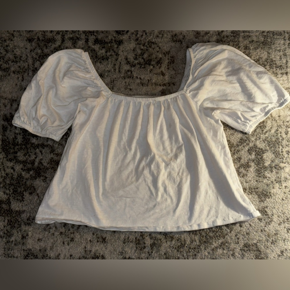 Old Navy White Puff Sleeve Top Women's Size: Large